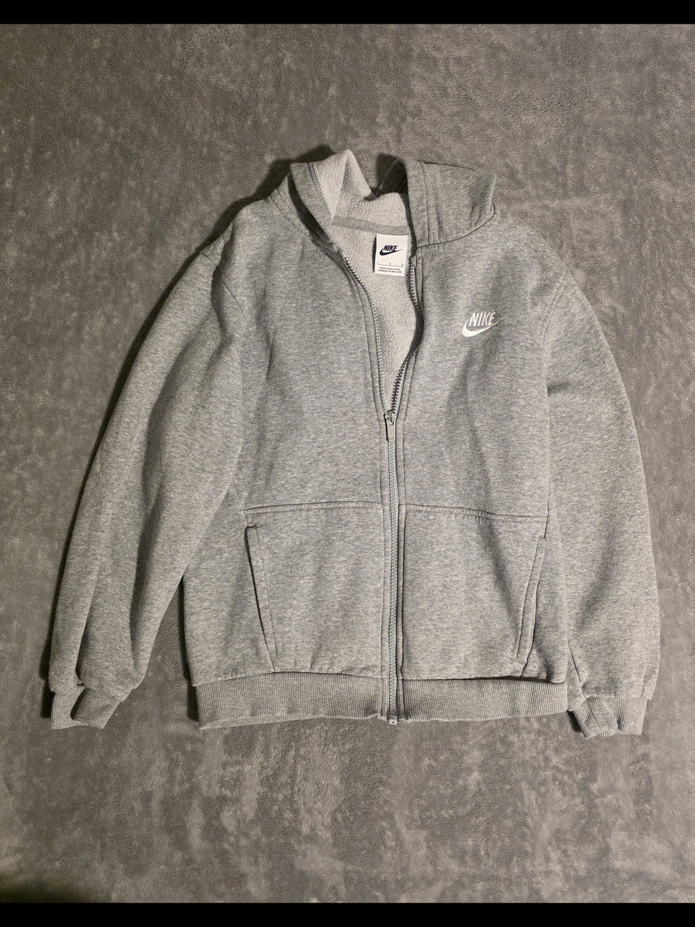 Nike Grey Full-Zip Hoodie with Hood